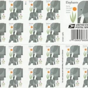 Cartoon Elephants Star Forever First Class Postage Stamps