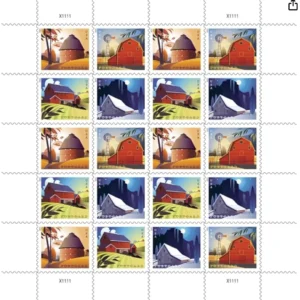 Barn Postcard Forever First Class Postage Stamps