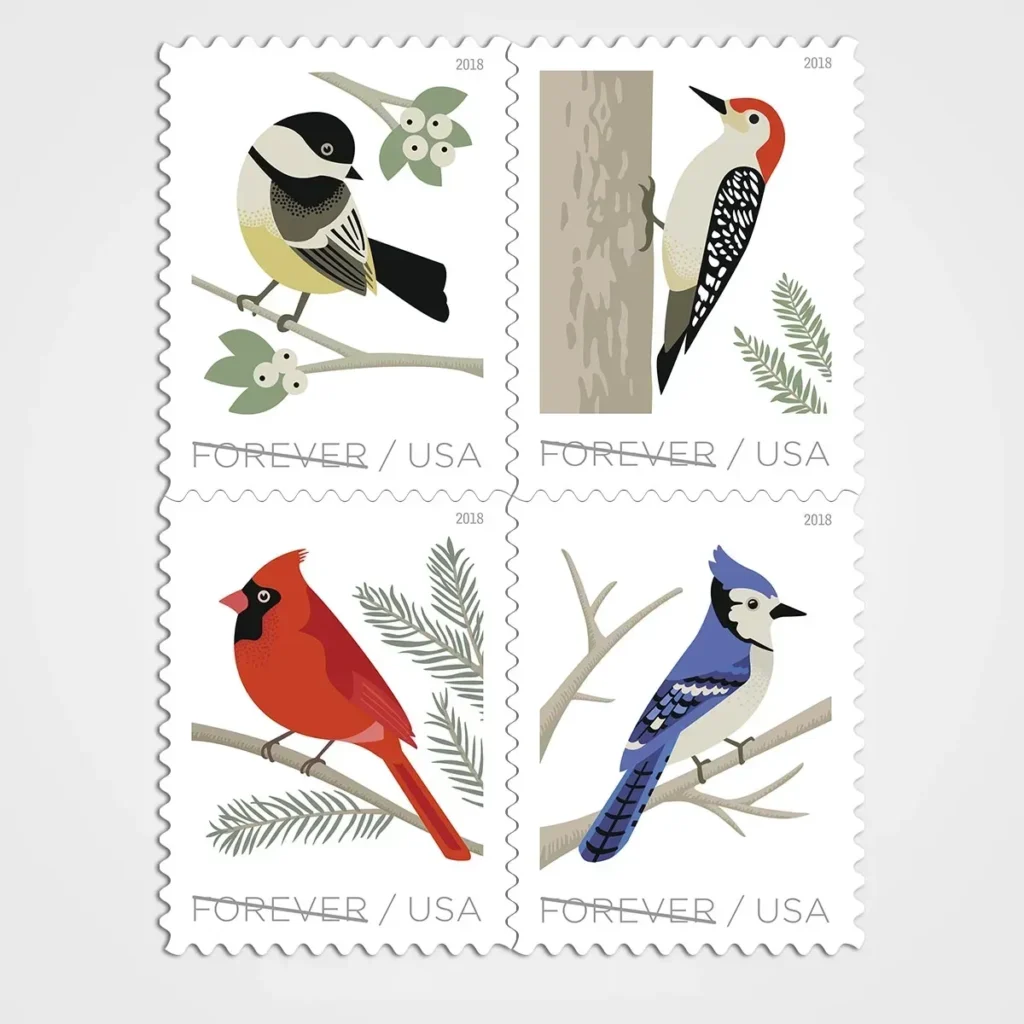 Birds in Winter Stamps - Forever First Class Postage Stamps