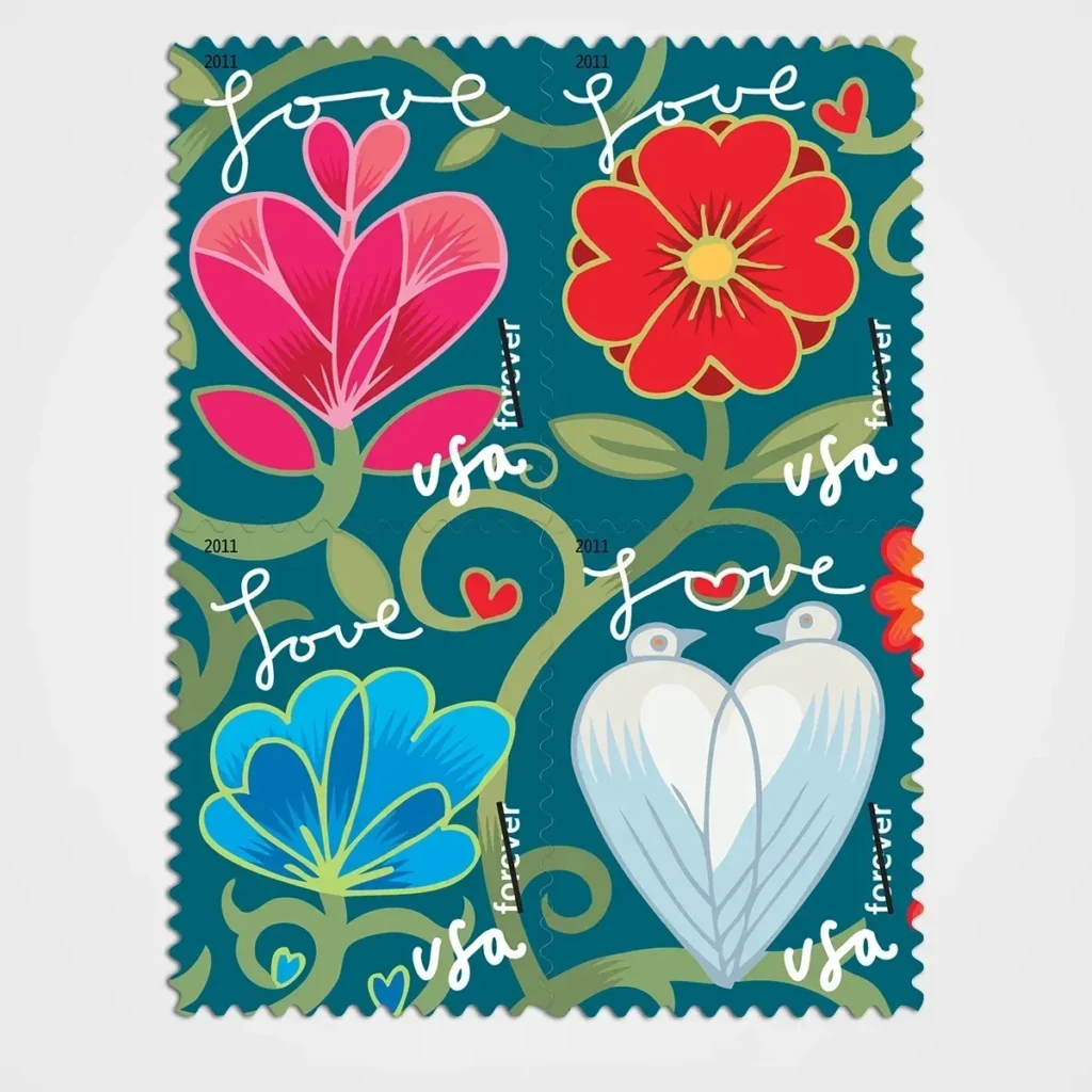Garden of Love Stamps - Forever First Class Postage Stamps