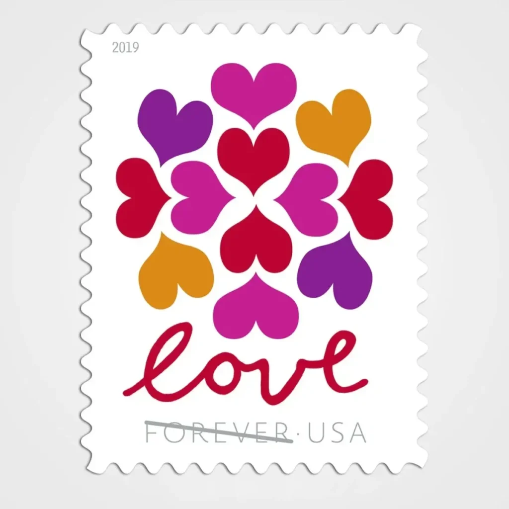 Hearts Blossom Stamps - Forever First Class Postage Stamps