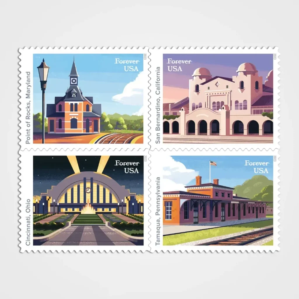 Railroad Stations Stamps - Forever First Class Postage Stamps