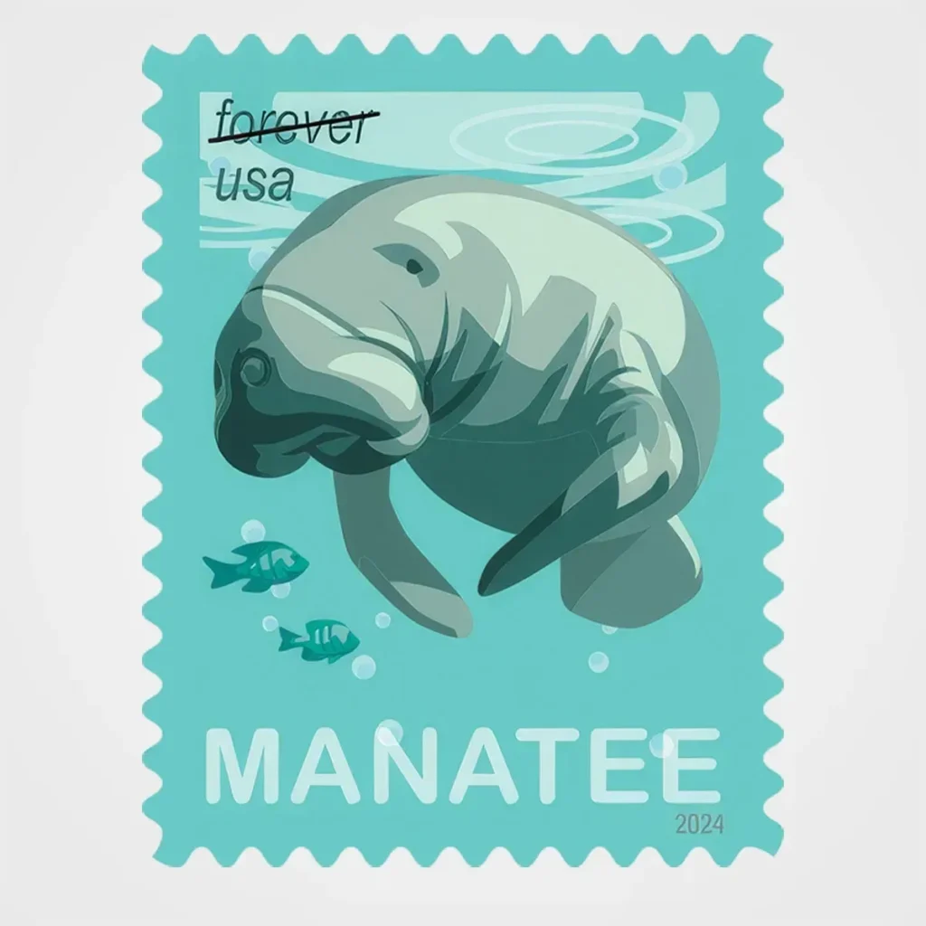 Save Manatees Stamps - Forever First Class Postage Stamps