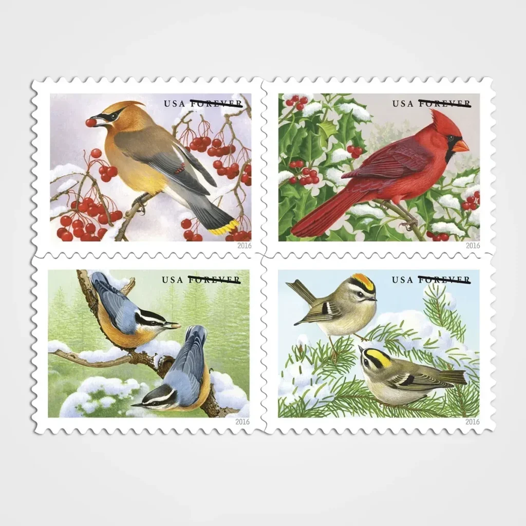 Songbirds in Snow Stamps - Forever First Class Postage Stamps