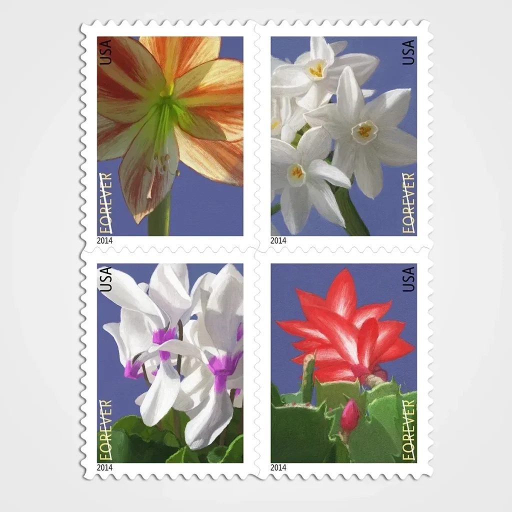 Winter Flowers Stamps - Forever First Class Postage Stamps